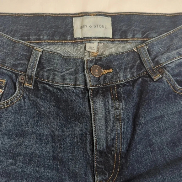 Sun+ Stone Men's Edgar Slim Fit Jeans, Color River Wash Size 34 - Picture 6 of 15